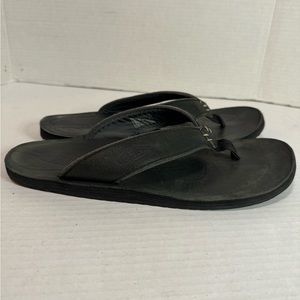 Keen Men’s Black Leather Flip Flops 10